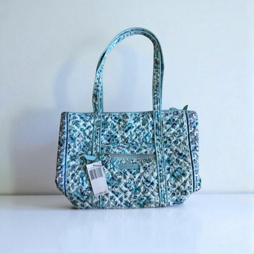 Vera Bradley Blue Quilted Shoulder Bag with Geometric Design